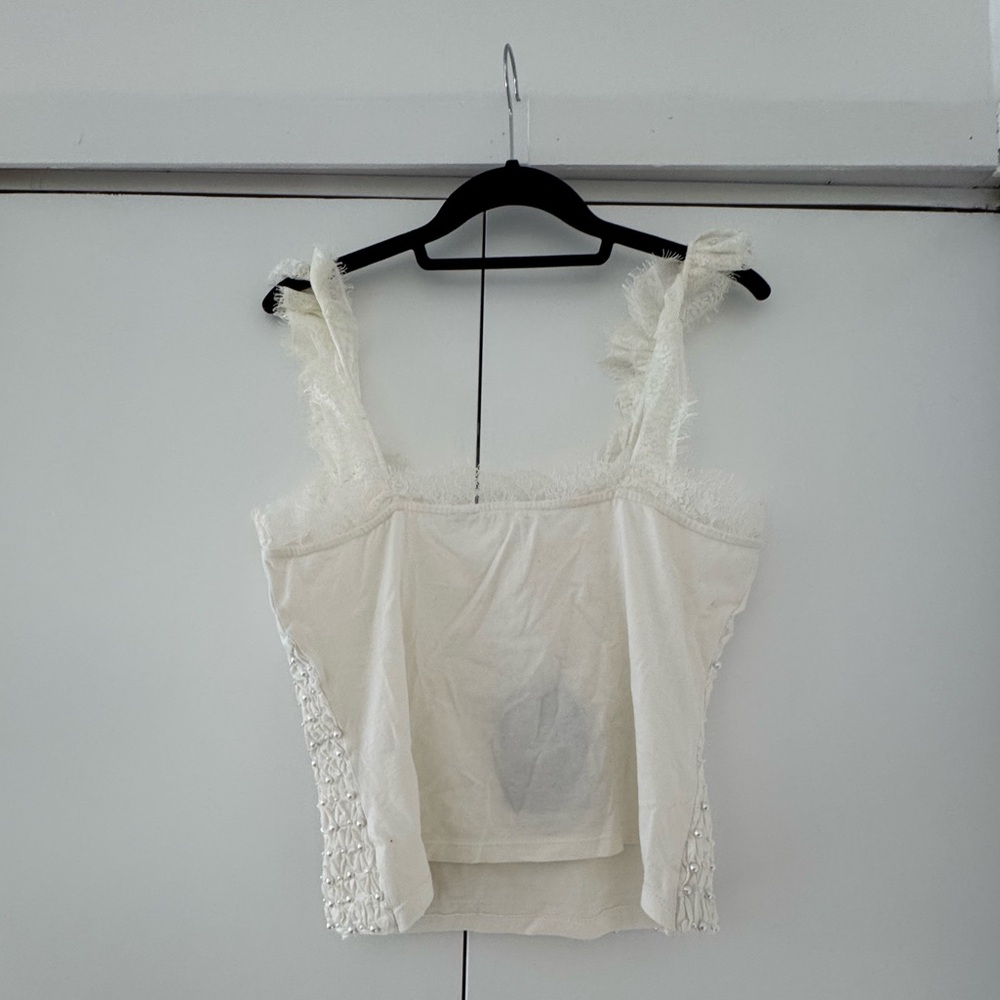 Anthropologie Forever That Girl Pearl Embellished Sleeveless top Small - Picture 4 of 8